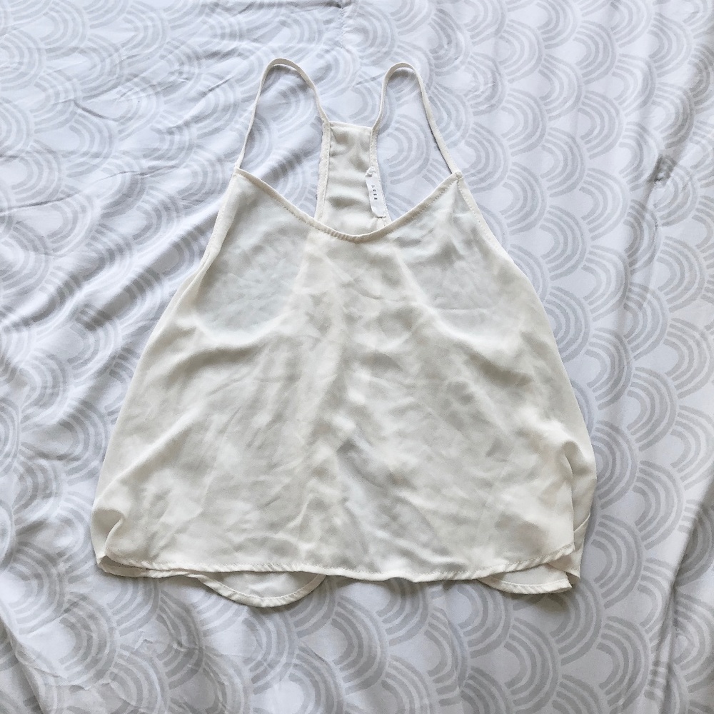 Lush White Open Back Crop Tank
